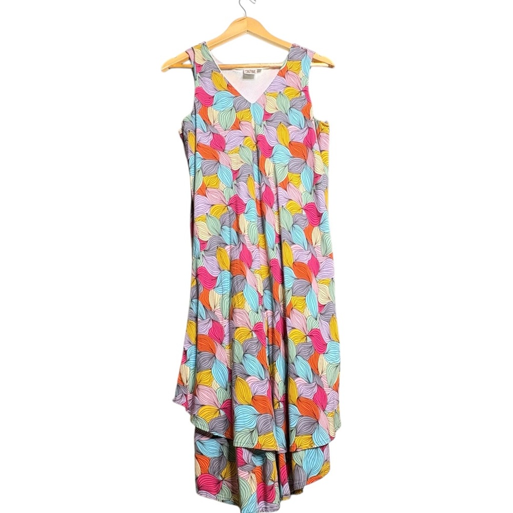 🔴Parsley & Sage Multicolor VNeck Sleeveless Asymmetrical Hem Shift Dress Large - Picture 11 of 12